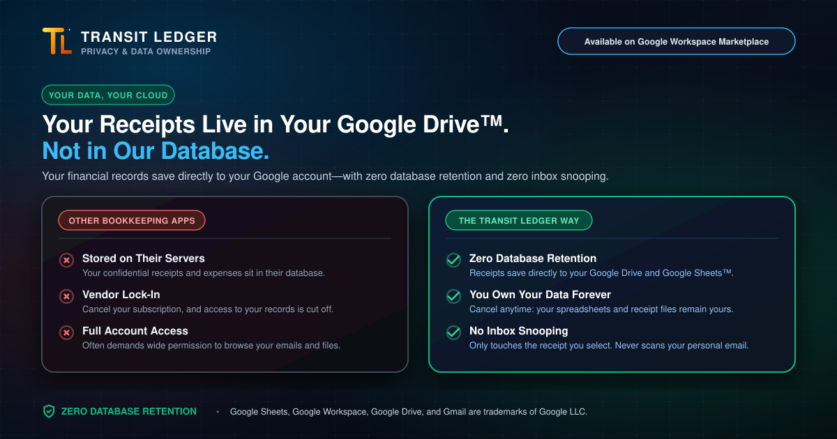 Zero-Retention Privacy: Your Receipts Live in Your Drive, Not Our Database