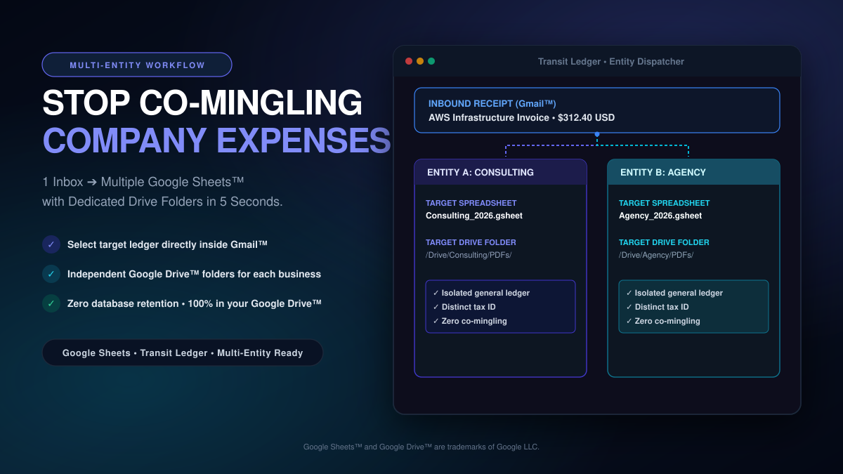 One Inbox, Multiple Ventures: Zero Co-Mingled Expenses in Google Sheets™