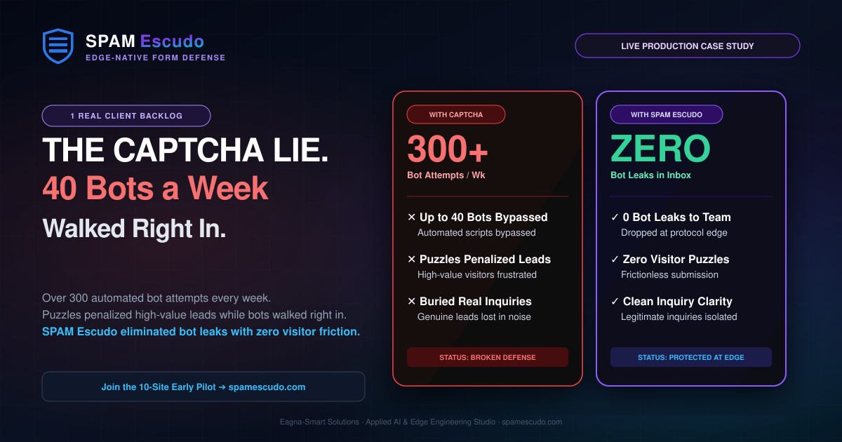 The CAPTCHA Lie: Why 40 Bots a Week Defeated a Form (And How We Stopped Them)