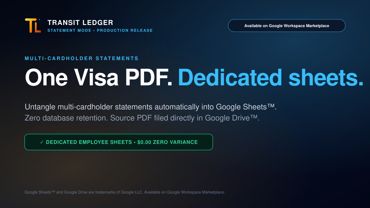 Multi-Cardholder Statements: One Visa PDF to Dedicated Google Sheets™
